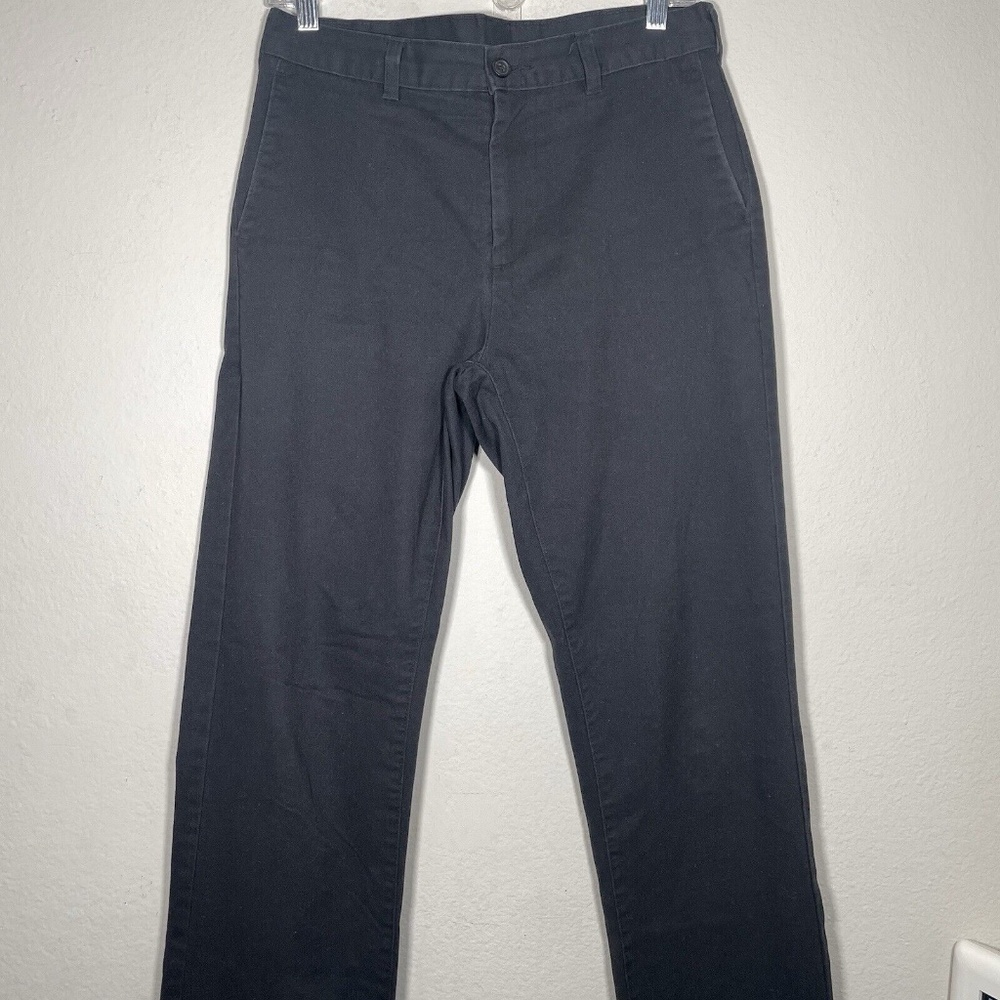 George Black Straight Leg Khaki 4 Pocket Pants Men Size 30 32 Wrinkle Resistant